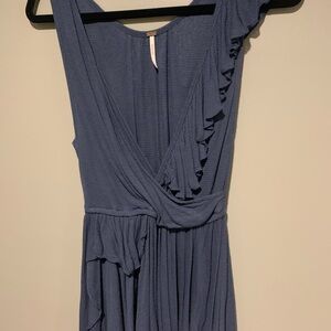 Free People Navy Textured Knit Top